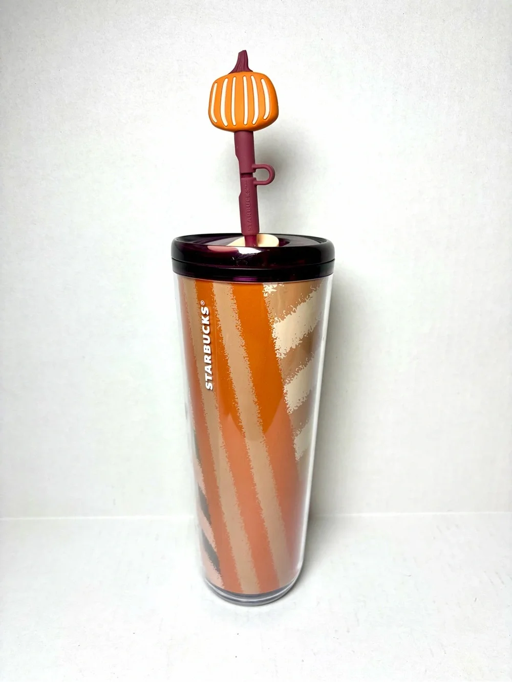NWT Starbucks 2025 Fall Halloween Orange Pumpkin Topper Hot/Cold Cup Tumbler